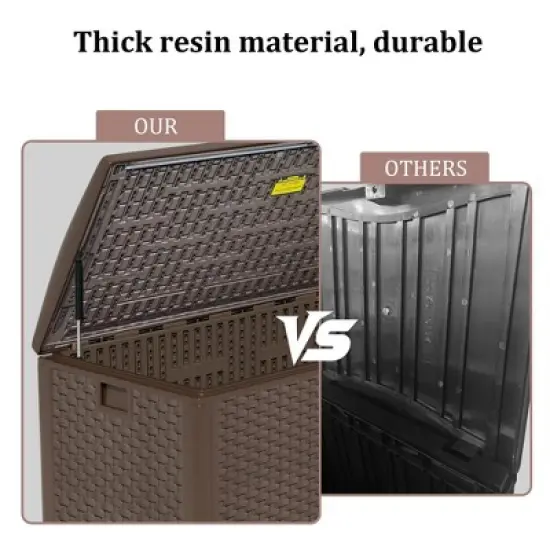 Extra Thin 150 Gallon Resin Deck Box, Heavy Duty Storage Box for Pool Accessories, Patio Furniture, Cushions and Garden Tools image {6}