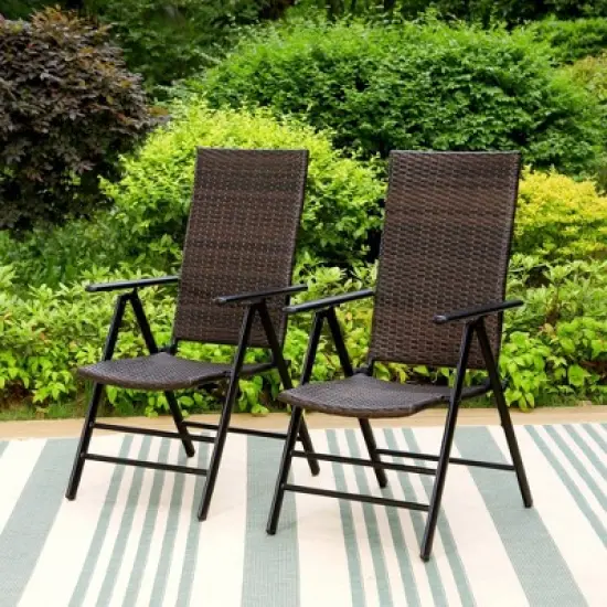 2pk Outdoor Wicker Dining Chairs with Aluminum Frame - Captiva Designs image {2}