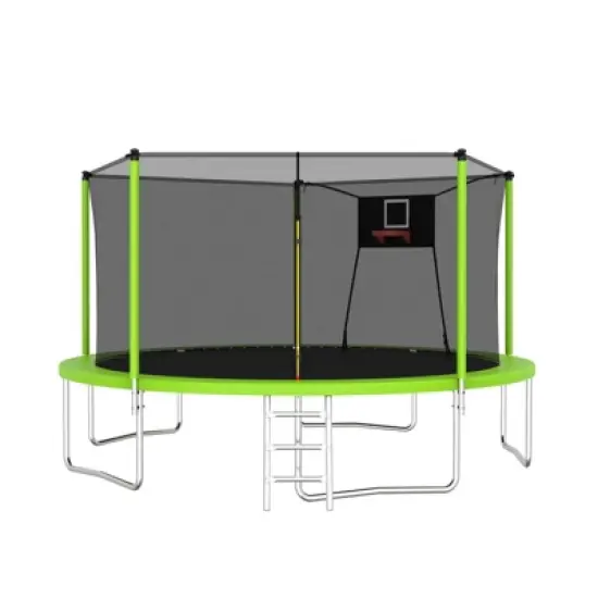 Aukfa Trampoline with Safety Enclosure Net, Outdoor Trampoline Set with Ladder for Backyard Fun for Adults/Kids image {12}
