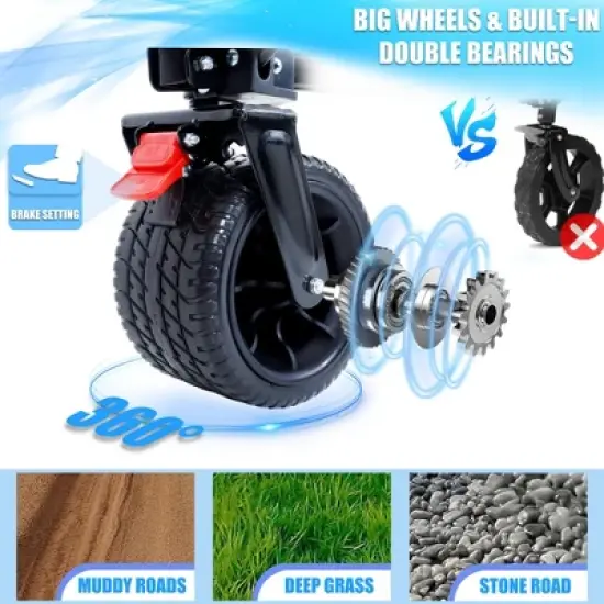 SKRAN Heavy Duty Foldable Beach Fishing Cart 400LBS Weight Capacity,with Extended Tailgate & Adjustable Drawbar for Shopping,Sports,Outdoor image {3}