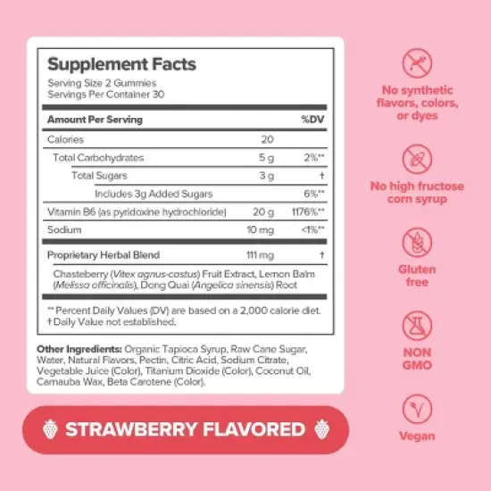 O Positiv FLO PMS Vegan Gummy Vitamins for Women with PMS & Menstrual Symptom Relief, Hormonal Bloating & Cramps Support - 60ct image {5}