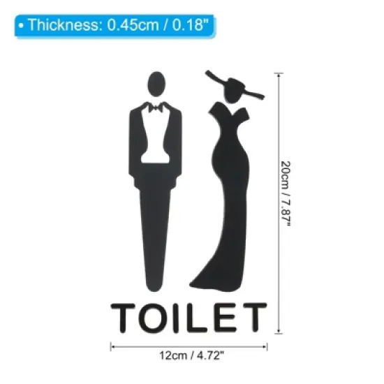 Unique Bargains Acrylic Self-Adhesive Decor Home Door Bathroom Sign 1 Pair image {1}