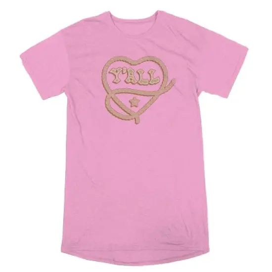Western Y'all Rope Heart Crew Neck Short Sleeve Pink Raglan Women's Night Shirt image {1}
