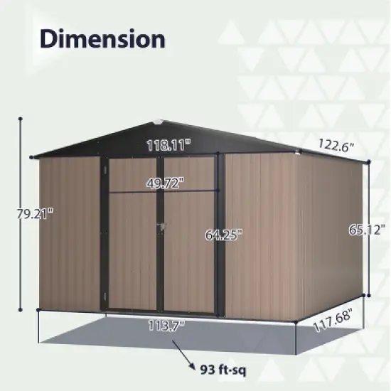 Metal Backyard Storage Shed with Lockable Doors,Outdoor Utility Garden Storage Shed with Ventilation,Weatherproof Metal Tool Shed-Coolbibila image {3}