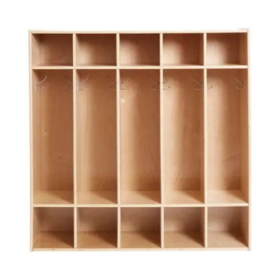 ECR4Kids Streamline 5-Section Coat Locker, Classroom Furniture, Natural image {3}
