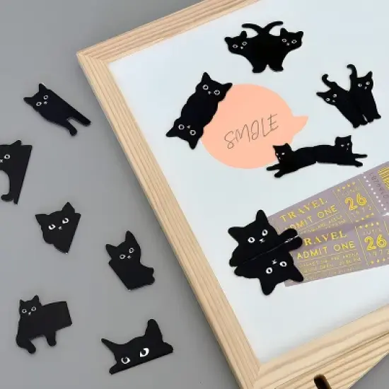 Wrapables Magnetic Black Cat Bookmarks, Page Marker, Foldable Cat Page Clips (Set of 24) image {5}