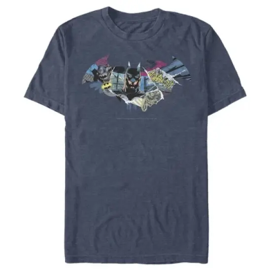 Men's Batman Shield Logo Classic Hero Collage T-Shirt image {2}
