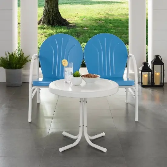 Griffith 2pc Outdoor Conversation Set - Sky Blue - Crosley image {2}