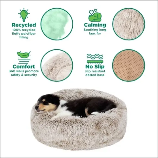 FurHaven Calming Cuddler Long Fur Donut Dog Bed image {7}