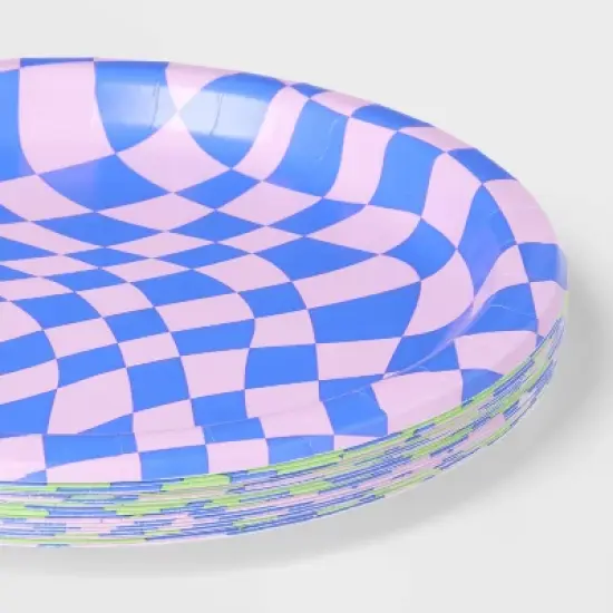 Retro Wavy Checkered Print Dinner Plate 20ct - Spritz&trade; image {2}