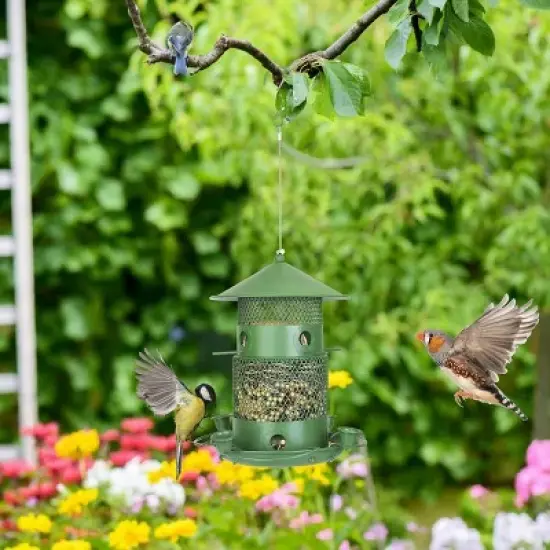 Wild Bird Feeder, Squirrel-Proof Chew-Proof Metal Bird Seed Feeder Outdoor Hanging Bird Feeder With 360&iexcl;&atilde; Circular Perches Water Cups For Yard Garden image {8}
