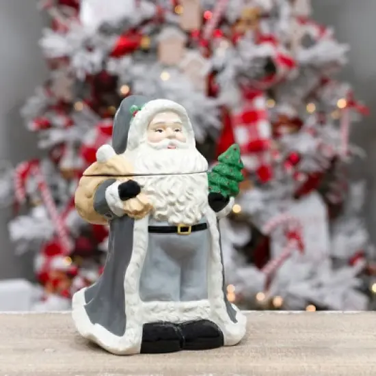 AuldHome Design Santa Christmas Cookie Jar; Ceramic Holiday Treats Santa Claus Canister image {1}
