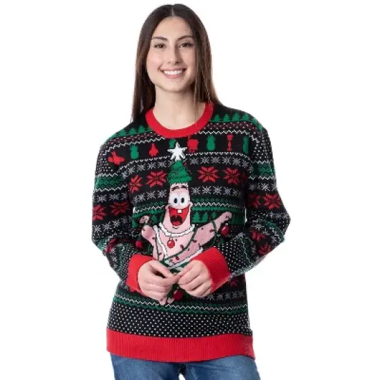SpongeBob SquarePants Men's Patrick Christmas Tree Ugly Sweater Knit Pullover image {2}