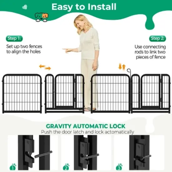 Yaheetech 6 Panels Dog Playpen Panels Metal Pet Playpen, Black image {6}