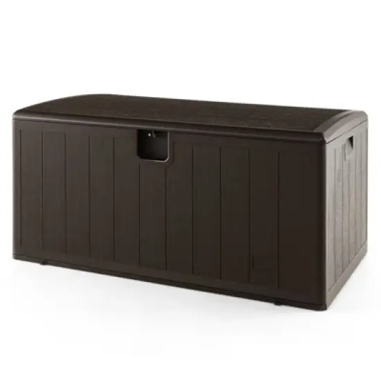 WELLFOR 130 gal Waterproof Outdoor Storage Deck Box Brown image {8}