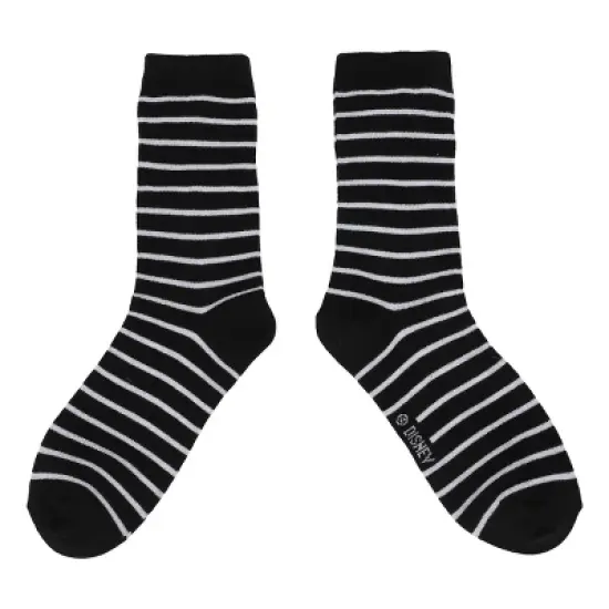 Nightmare Before Christmas Jack Skellington Adult Black & White Striped Casual Crew Socks image {2}