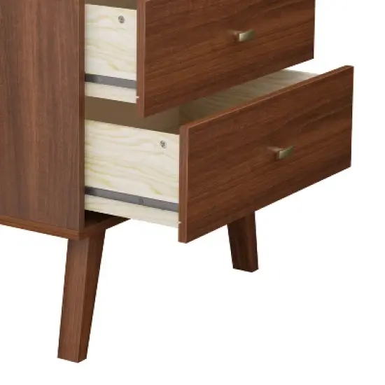 Mid Century Modern 2 Drawer Wide Nightstand  - Prepac image {10}