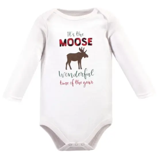 Hudson Baby Infant Boy Cotton Bodysuit, Pant and Shoe 3pc Set, Moose Wonderful Time image {2}