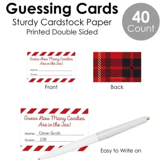 Big Dot of Happiness Jolly Santa Claus - How Many Candies Christmas Party Game - 1 Stand and 40 Cards - Candy Guessing Game image {5}
