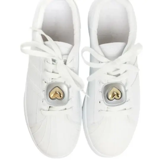 Unique Bargains Heart Shoelace Charms Silver Tone Gray 1 Pair image {1}