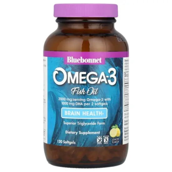 Bluebonnet Nutrition Omega-3 Fish Oil, Lemon, 120 Softgels image {2}
