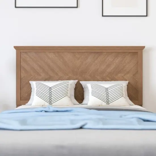 Merrick Lane Herring Bone Wooden Adjustable Headboard Only image {2}