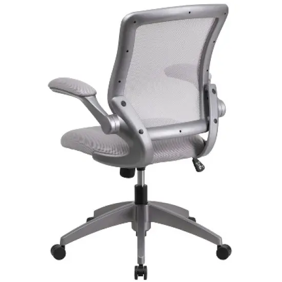 Flash Furniture Mid-Back Mesh Swivel Ergonomic Task Office Chair with Gray Frame and Flip-Up Arms image {6}