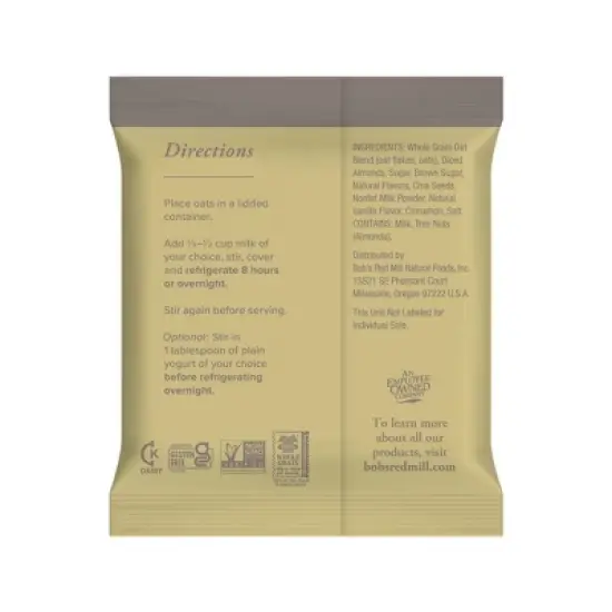 Bob's Red Mill Vanilla Almond Overnight Protein Oats - 8.47oz image {6}