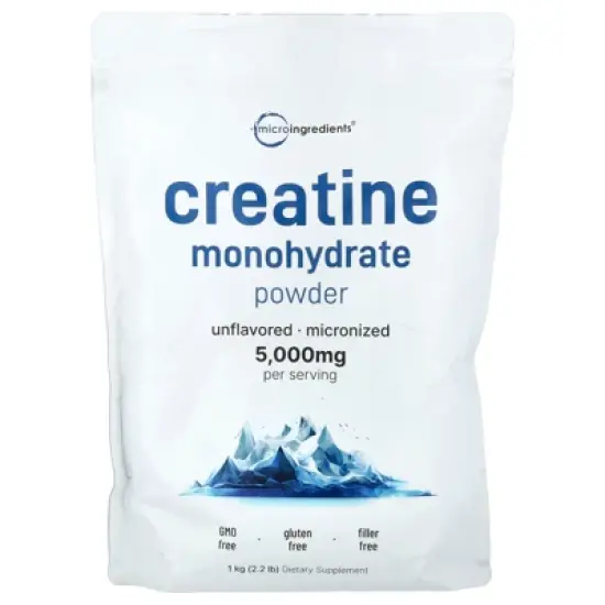Micro Ingredients Creatine Monohydrate Powder, Unflavored, 2.2 lb (1 kg) image {2}