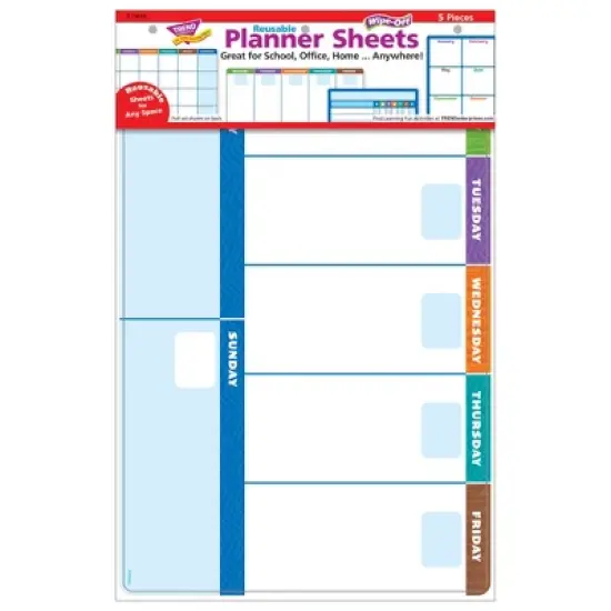 TREND Wipe-Off Planner Sheets, 5 Per Set, 2 Sets image {2}