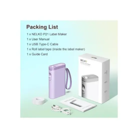 Nelko P21 Bluetooth Label Printer Purple with 14x40mm 100pc Roll and 14x40mm 180pc Roll image {8}
