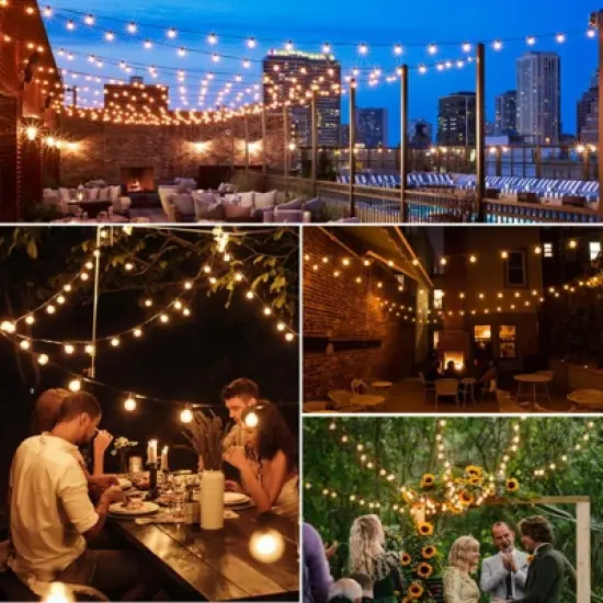 Itopfox 100Ft LED Outdoor String Lights, Dimmable Patio Lights, Waterproof Shatterproof G40 Globe Bulb String for Backyard Bistro image {7}