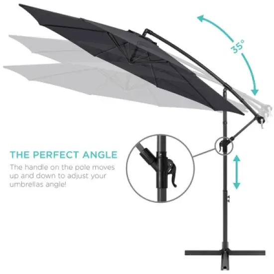 Best Choice Products 10ft Offset Hanging Outdoor Market Patio Umbrella w/ Easy Tilt Adjustment image {3}