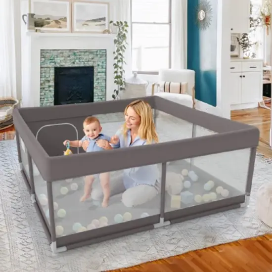 Large Baby Playpen &ndash; 47&times;47in Toddler Play Yard, Indoor Activity Fence for Apartments, Safe & Spacious Play Area image {1}
