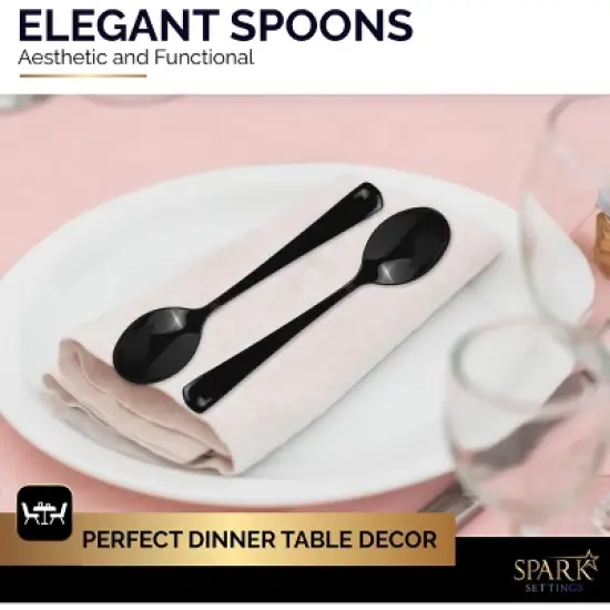 Plastic Spoons Disposable 50 Pack, Heavy Duty Plastic Silverware, Plastic Cutlery Ideal for Hot and Cold Food, Plastic Utensils - SparkSettings image {5}