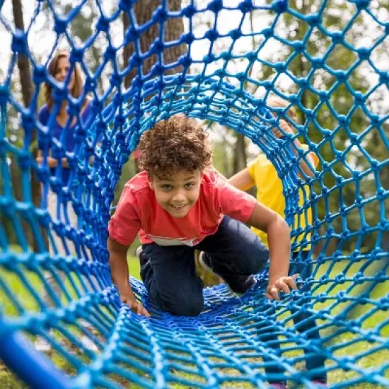 HearthSong 6-Foot Blue Wave Hanging Woven Rope Tunnel for Kids image {7}