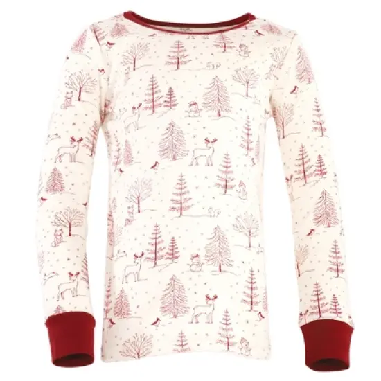 Touched by Nature Baby, Toddler and Kids Unisex Organic Cotton Tight-Fit Pajama Set, Winter Woodland image {2}
