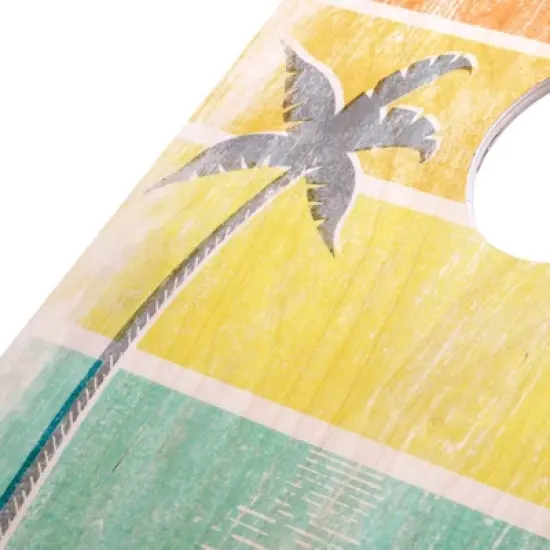 GoSports Regulation Size Premium Wooden Cornhole Set - Includes Two 4 ft x 2 ft Boards, 8 Bean Bags, Carrying Case and Game Rules - Retro Beach image {1}