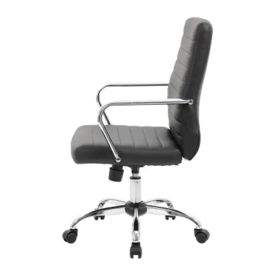 Task Chair with Fixed Arms Black - Boss Office Products: Upholstered, Metal Frame, Adjustable Height, Casters/Wheels image {5}