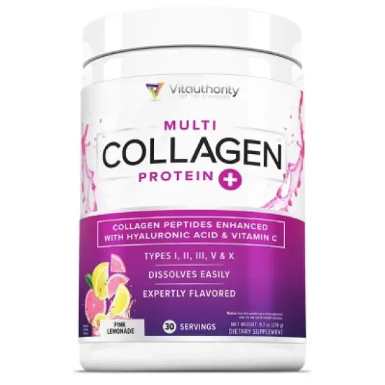 Multi Collagen Protein Plus, Pink Lemonade, Vitauthority, 30 Servings image {4}