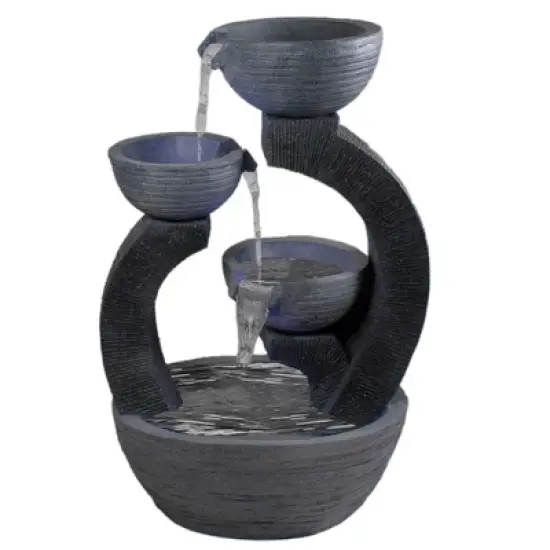 Northlight 31.5" Black Lighted Three-tier Outdoor Garden Water Fountain image {3}