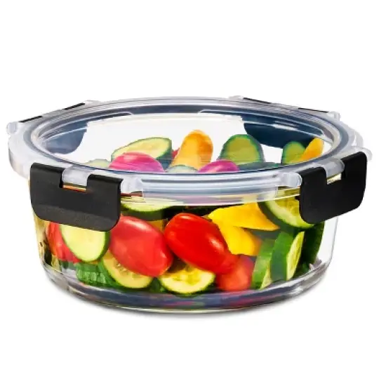 Sorbus Food Prep and Storage Container &ndash; Single Round Glass Meal Prep Container with Lid image {9}