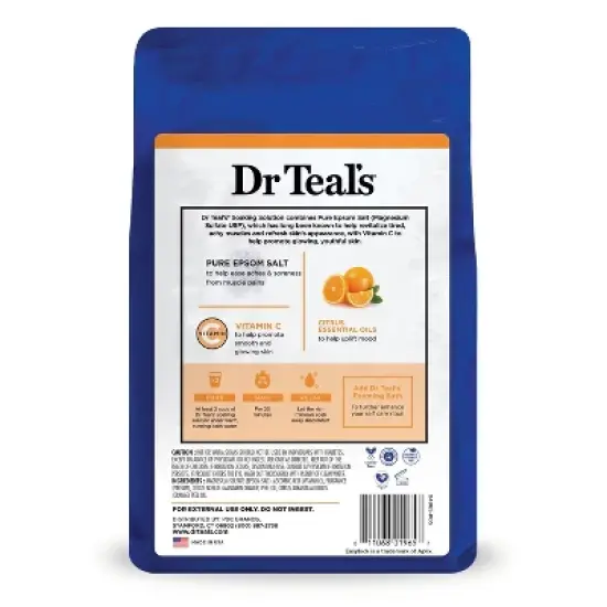 Dr Teal's Epsom Salt Magnesium Soak - Glow & Radiance with Vitamin C & Citrus Essential Oils - 3 lbs image {1}