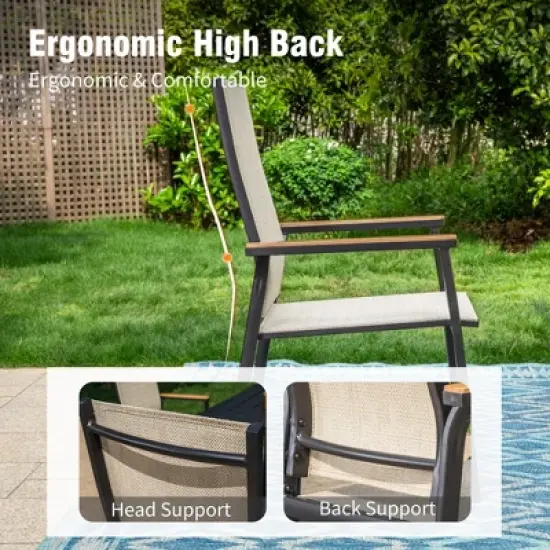 Captiva Designs 7pc Patio Dining Set with Rectangular Steel Table & Aluminum Frame Textilene Chairs image {14}