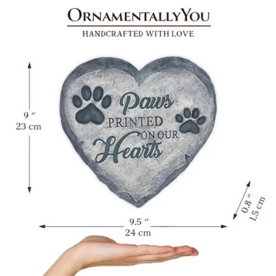 Paws Printed on our Hearts Memorial Stepping Stone for Pet, 9.5" Dog Funeral and Pet Cemetery Decor| OrnamentallyYou image {2}