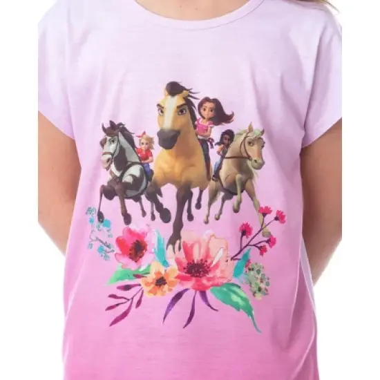 Girls' Spirit Untamed Movie Horse Lucky Sleep Pajama Set Shorts Crewneck Pink image {2}