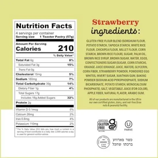 Katz Gluten Free Toaster Pastries - Strawberry - 6 Pack image {3}