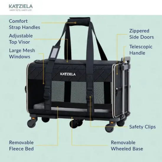 Airline Compliant Quilited Pet Carrier With Wheels image {4}