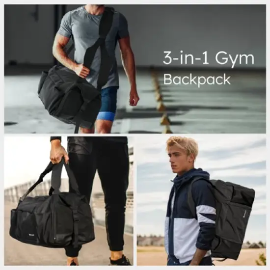 Gym Bag for Men with Shoes Compartment and Wet Pocket Convertible Duffle Bag and Gym Backpack image {5}