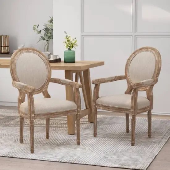 Set of 2 Judith French Country Wood Upholstered Dining Chairs - Christopher Knight Home image {1}
